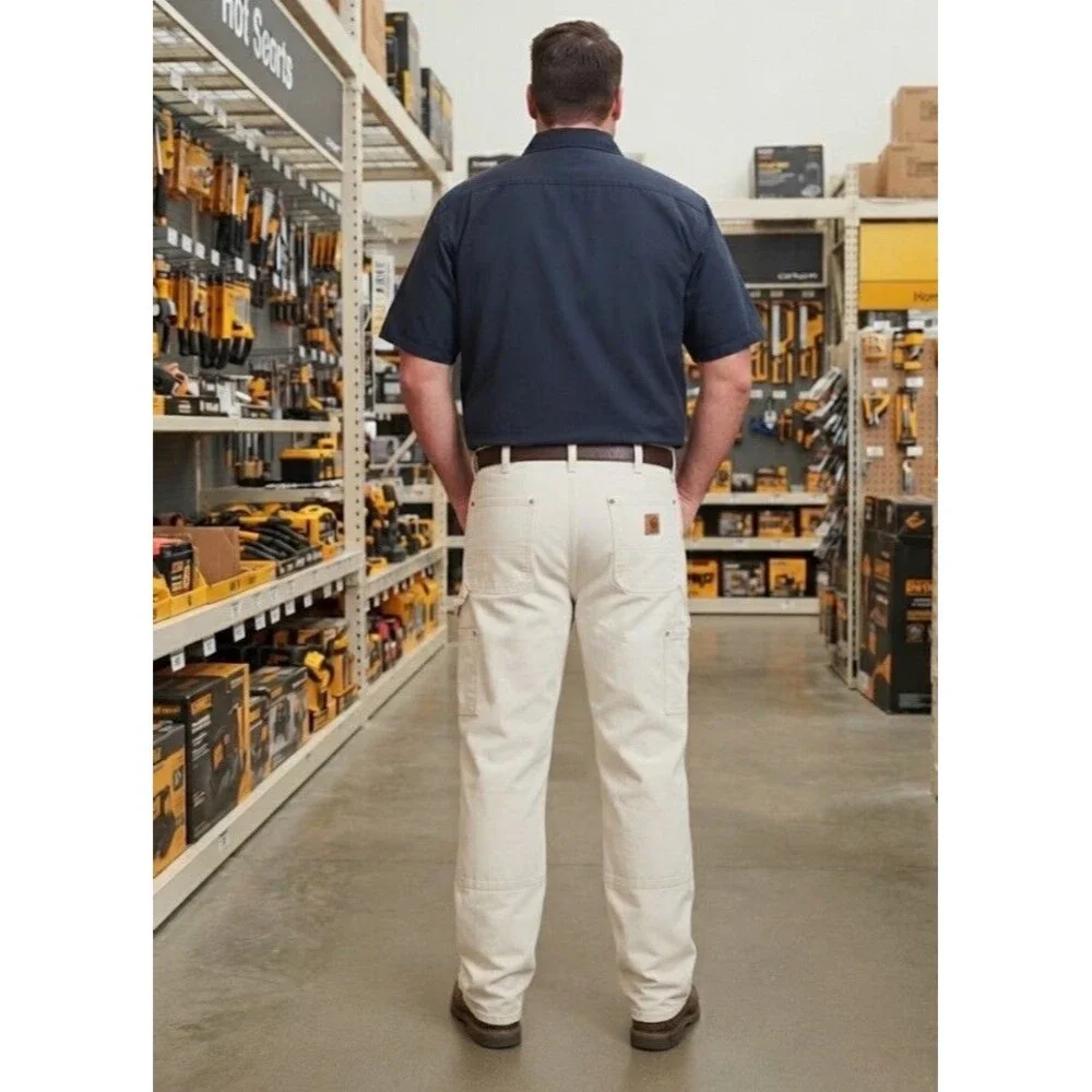 VNTG Carhartt B11 STN Natural Stone Duck Work Pants 44x32 Utility Gorpcore Retro